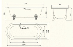 Magliezza Чугунная ванна Patricia 183x80 (ножки белые) – фотография-4